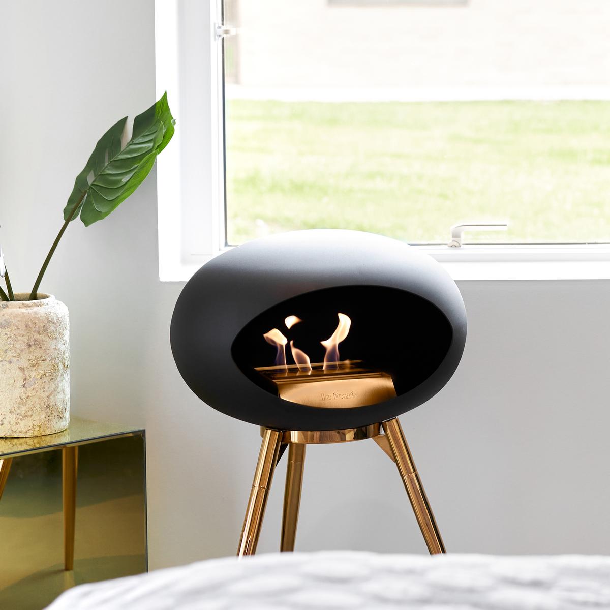 LE FEU Ground Low Black Bio Fireplace All Rose Gold Collection