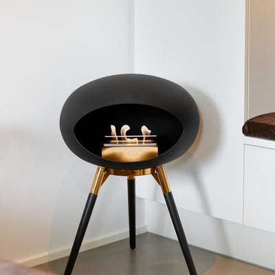LE FEU Ground Low Black Bio Fireplace All Rose Gold Collection