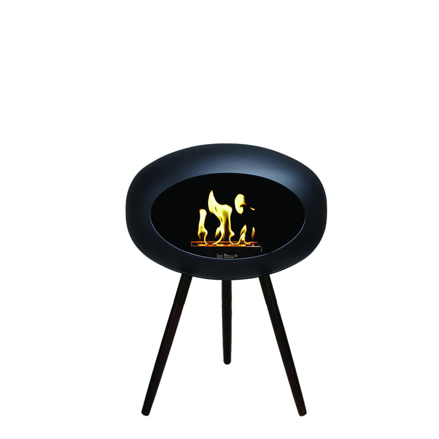 LE FEU Ground Low Bio fireplace Black with Black Saucer Oak Legs