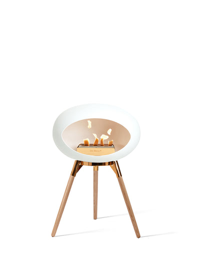 LE FEU Ground Low White Bio fireplace Rose Gold Collection