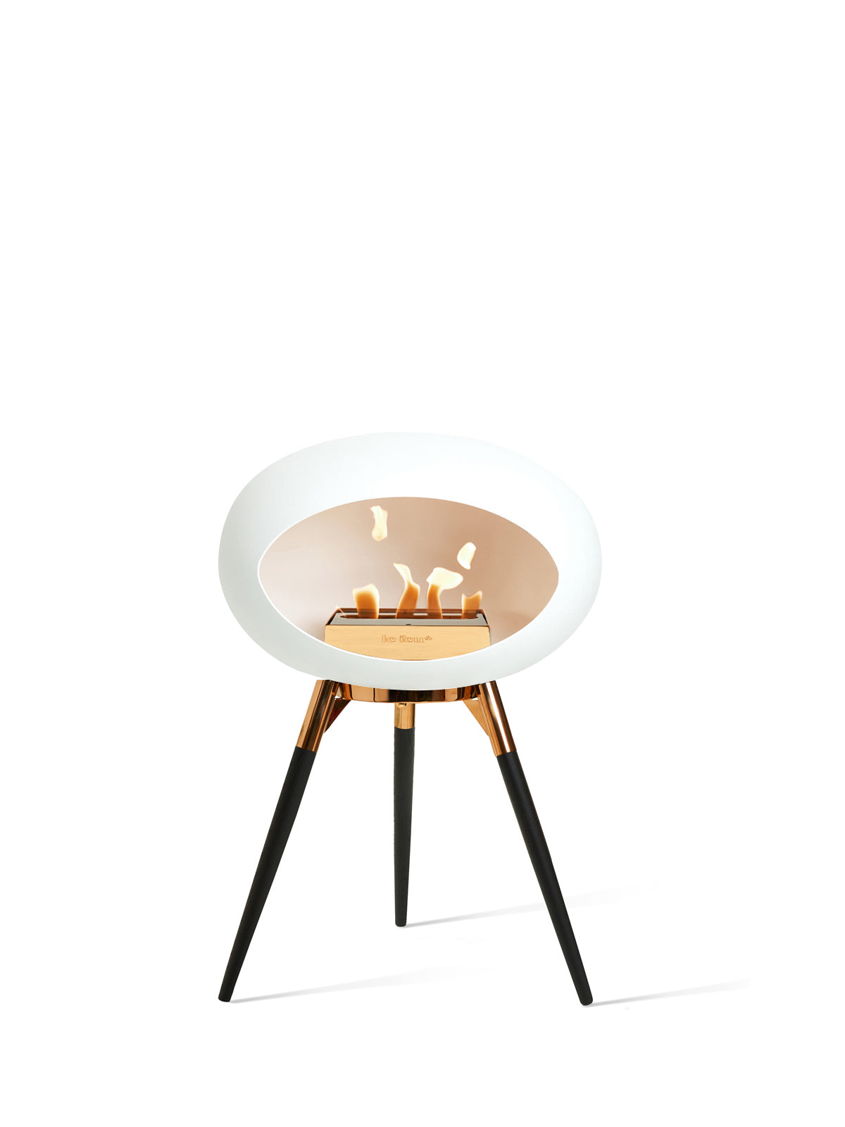 LE FEU Ground Low White Bio fireplace Rose Gold Collection